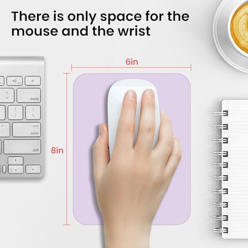 Small Mouse Pad 6 x 8 Inch, Horizontal and Vertical Flexible use. Great for Traveling, Wireless laptops, Keyboard Trays, Offices, etc. (Purple)