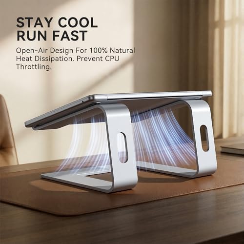 SOUNDANCE Laptop Stand, Aluminum Ergonomic Desk Riser, 10-15.6", Silver