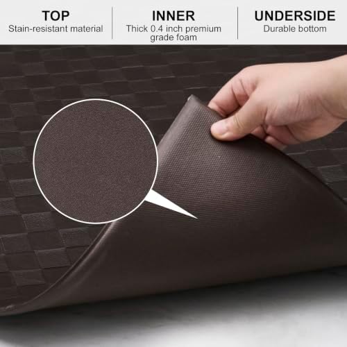 Kitchen Mats and Rugs Cushioned Anti-Fatigue, 47.2" x 70.9", Brown