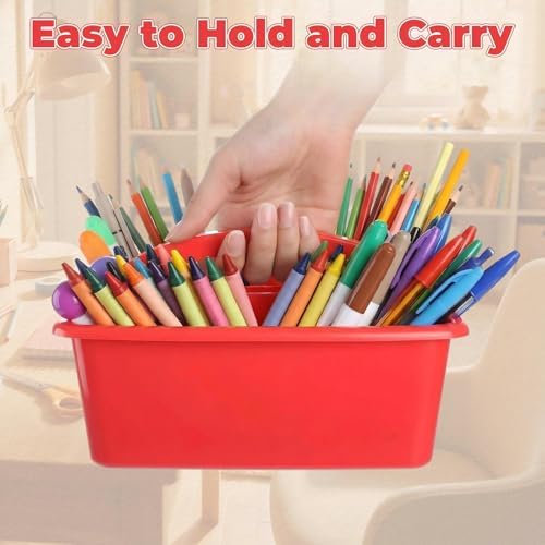 Kathfly 4 Pack Classroom Caddy Organizer with Handle Bulk, Blue Red