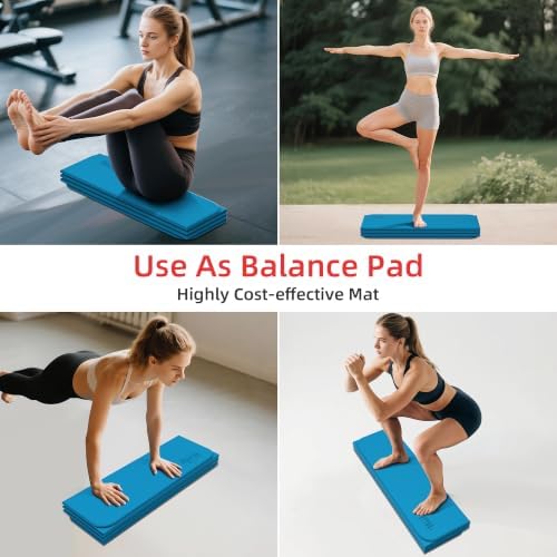Foldable Yoga Excercise Mat 71"L x 24"W, Odourless Light Weight POE Mat For Home Fitness and Gym Workouts, 1/4 inch Non-slip design for All Types of Yoga Pilates