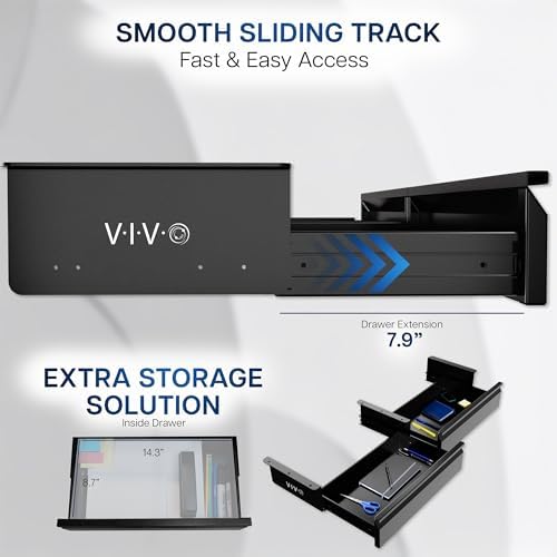 VIVO Black 32 x 9 inch Under Desk Slide Out Drawer Set, DESK-AC03A-2B