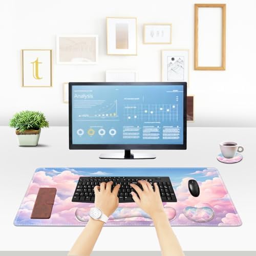 ToLuLu Large Mouse Pad Desk Pad, Wrist Rest Desk Mat for Keyboard and Mouse