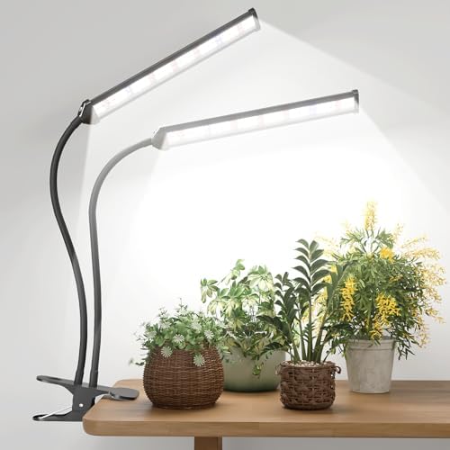 GooingTop LED Grow Light,White Full Spectrum Clip Plant Growing Lamp