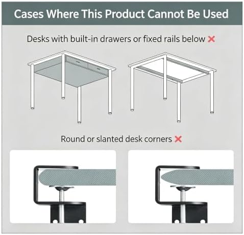 Clamp-On Under Desk Organizer, 360° Swivel Tray & 5-Height Keyboard Tray, No-Drill Mount, Hidden Mouse Pad Storage, Fits 0.59-1.57" Desks, Black/Gray-White, Gray-White, Storage & Keyboard Tray Combo