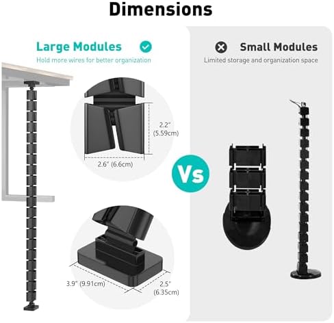 Magnetic Cable Management Spine, Instant Snap-On Wire Vertebrae for Metal Frame Gaming Desks, Dragon Bone Style Floor-to-Desk Cord Concealer for Steel Legs & Standing Desks