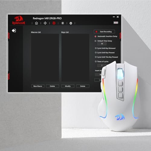 Redragon M612 Wireless RGB Optical Gaming Mouse 8000 DPI Remapping Keys