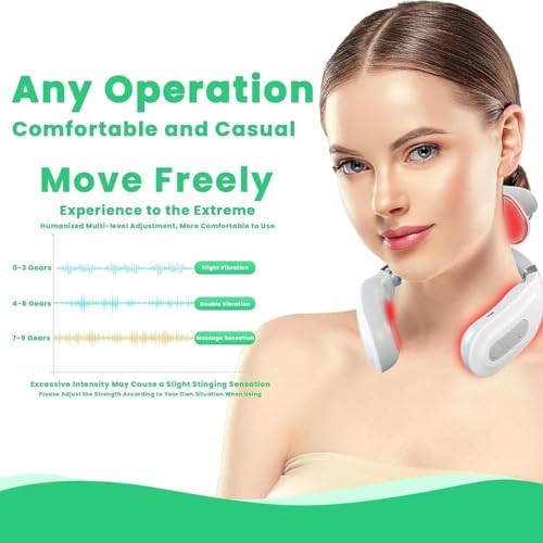 Ayland Vitality Magic Pro 2.0 Neck Massager, Portable Neck Relaxation Device, 4-Head Portable Neck Massage with 6 Vibration Modes & 15 Intensity Levels, Ergonomic Design Promote Muscle Relaxation