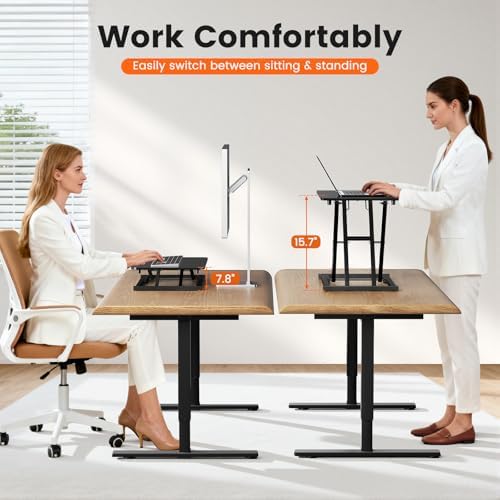 Standing Desk Converter Adjustable Height, 23.6" x 13.4" Keyboard Riser for Stand Up Desk Riser, Ergonomic Computer Keyboard Stand for Desktop, Sit Stand Workstations for Home Office Study Room