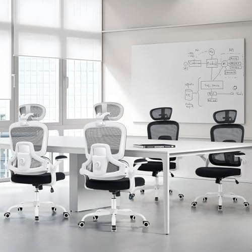 Office Chair with Adjustable Lumbar Support, Ergonomic Desk Chairs, White