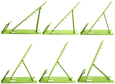 Honagu Metal Desk Book Holder, Hands Free Adjustable Cookbook & Document Holder, Portable Bookstand for Music Books, Textbooks, Recipes, Tablets & iPads (Green)