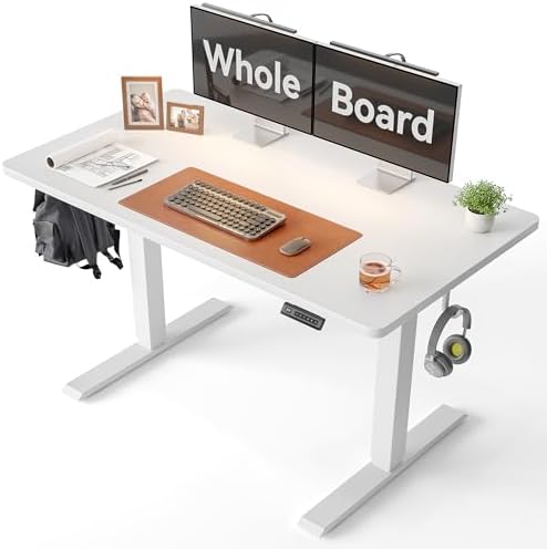 CubiCubi 48 x 24 Large One-Piece Electric Adjustable Standing Desk, White