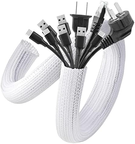 AGPTEK Cable Sleeve, 20ft - 4/5 inch Cable Management Cord Hider, White