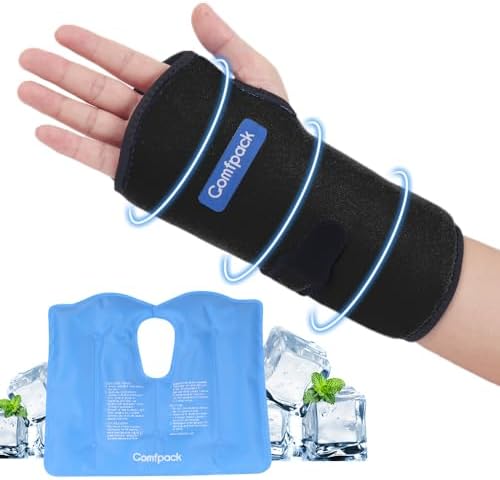 Comfpack Wrist Ice Pack for Carpal Tunnel, Reusable Hot Cold Therapy Hand Ice Pack Wrap Wrist Ice Brace for Hand Surgery, Rheumatoid, Tendinitis, Swelling, Injuries, Pain Relief