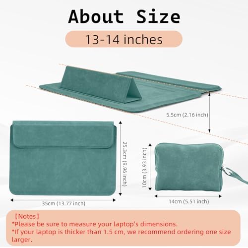 13.3-14 Inch Laptop Sleeve Case with Stand Feature,Matte PU Leather