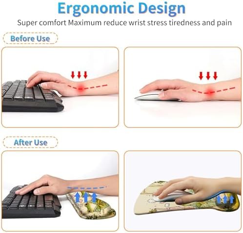 3Pcs Ergonomic Memory Foam Keyboard Wrist Rest Pad Set, Frog Pajamas