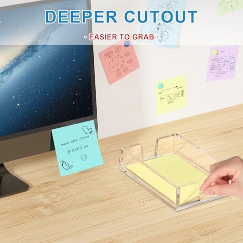 WINFFOR Acrylic Notepad Holder Dispenser - 4x6 in Sticky Note Memo Holder Self-Stick Note Pad Organizer (W/O Pads) Office Desk Accessories School Supplies, Crystal Clear
