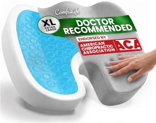 ComfiLife Extra Large Gel & Memory Foam Seat Cushion - Doctor Recommended Office Chair, Car Seat, Lifting Cushion - Back & Sciatica Pain Relief - Wide Seat Cushion for Big & Tall (Gray)