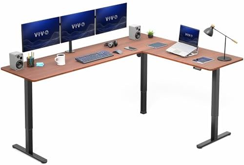 VIVO Dark Walnut 84 x 63 in Corner Standing Desk, DESK-E3CTBD-84