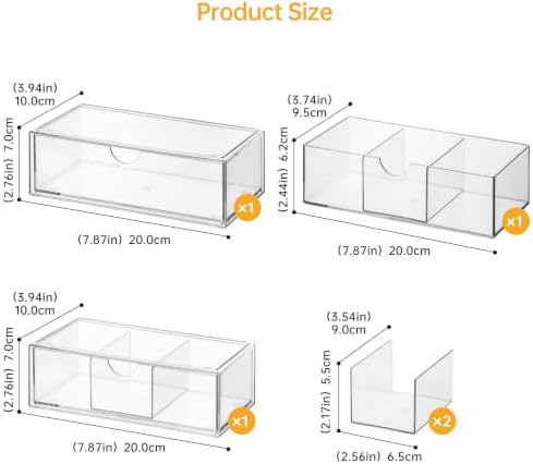 PAVSTINE Medicine Cabinet Organizer 3 Pack, with 2 Pull-Out Drawers