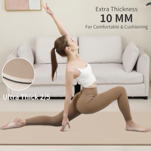 PAIDU POE Yoga Mat （10mm）Extra Thick Fitness Mat 72"x24" with Carry Strap