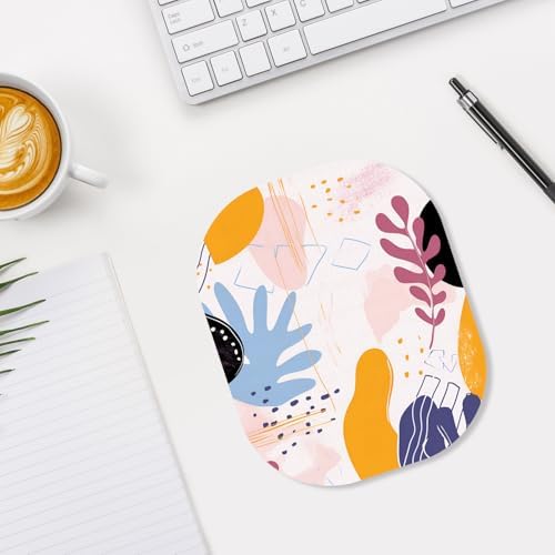 Small Mouse Pad, 6 x 7 Inch, Oval Mini Mouse Pad with Non-Slip Rubber Base for Laptop Wireless Mouse Keyboard Tray Mousepad, Art Seamless Patterns