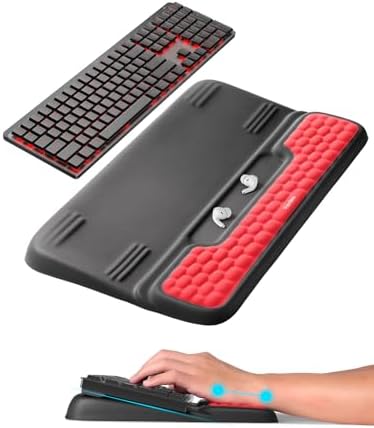 Vaydeer Keyboard Stand with Wrist Rest, Gaming Wrist Support Pad, Ergonomic Hand Rest Arm Soft Memory Foam for Palm Typing Comfort, Keyboard Riser Holder Lifter Computer Desk Accessory Office Home-Red