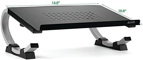 Allsop Redmond Adjustable Laptop Stand, Vented Curved Sturdy Metal Ergonomic Riser, Black (ASP30498)