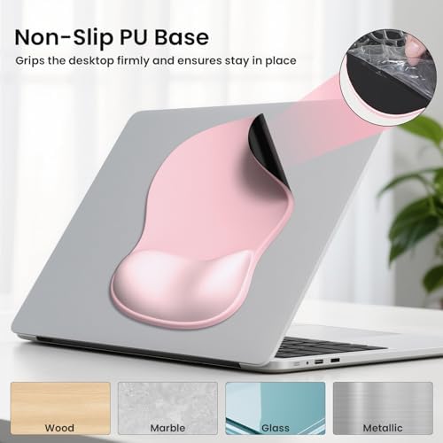 AKIT Ergonomic Mouse Pad and Keyboard Wrist Rest Set,Memory Foam,Pink