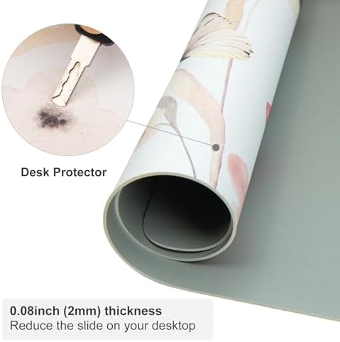 Faux Leather Large Mouse Pad, Office Desk Mat, 23.6"x13.8", Butterflies