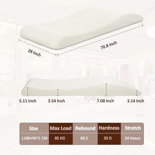 Ergonomic Lash Bed Topper, Esthetician Curvy Massage Table Pad, 70.8"x28"