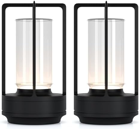 Rechargeable Cordless Small Metal Table Lamp, Stepless Dimming, 3-Color