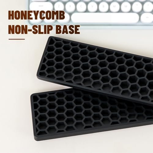 17 Inch Silicone Keyboard Wrist Rest, 0.59 Inch Thick Ergonomic Wrist Support for Full Size Mechanical & Membrane Keyboards, Honeycomb Non-Slip Pad for Office Gaming (Black)