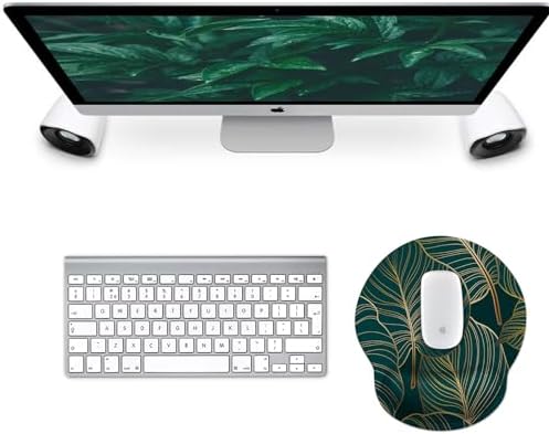eulps Mouse Pad with Wrist Rest, Comfortable Computer Mousepad with Gel Wrist Support Smooth Surface and Non-Slip PU Base for Pain Relief, Laptop, Office & Home (Tropical Plants)