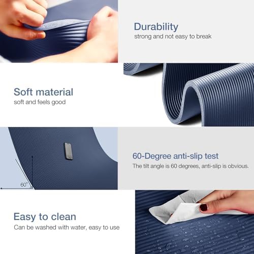 Gruper Yoga Mat Non Slip, 10/15mm Thick NBR Extra Thick Yoga Mat