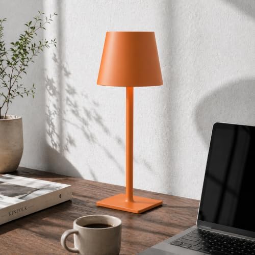 Yogaret Orange Cordless Table Lamp Set of 2-3 Way and Stepless Dimmable - for Restaurant Dining Bedroom Home Bar