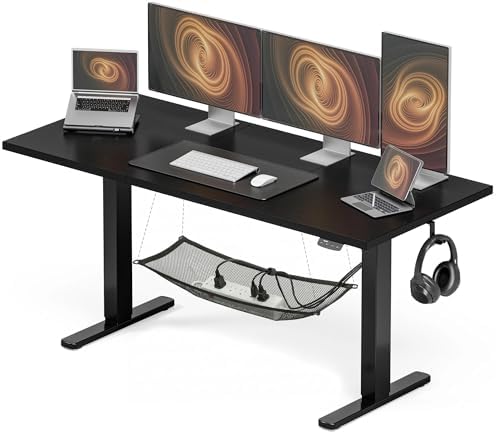 Acrolix 63x24 Electric Standing Desk with Cable Net, Black