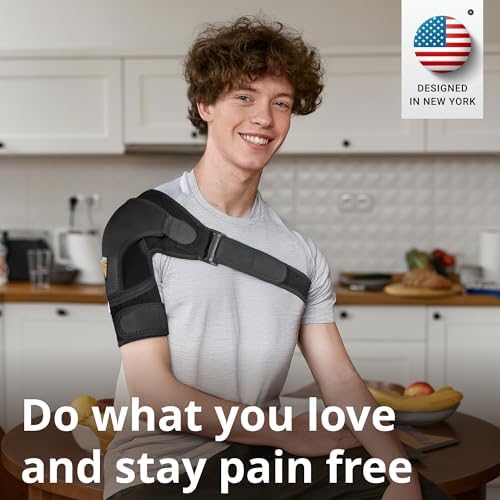 FIGHTECH Rotator Cuff Shoulder Brace for Women and Men - 4 Sizes - Shoulder Support - Pain Relief - Black - X-Small Petite Only (Chest 30-32" Bicep 7-9")