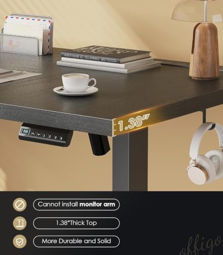 OffiGo 79 Inch Executive Electric Standing Desk Height Adjustable, Black