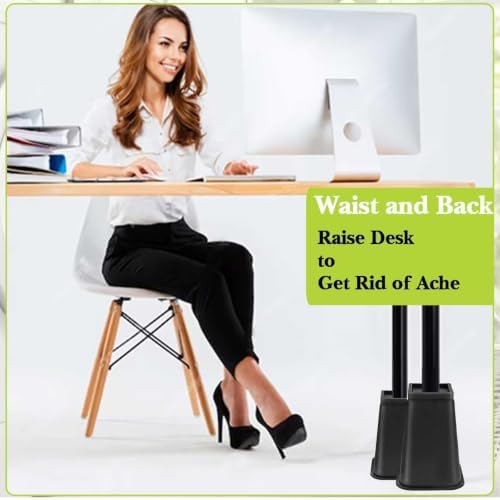 6 Pack Furniture Risers 10 Inch, Bed Risers Heavy Duty for Table Desk Couch Chair Sofa Cabinet Bed Frame Dorm, Square Table Leg Risers Lift Height 10", Black