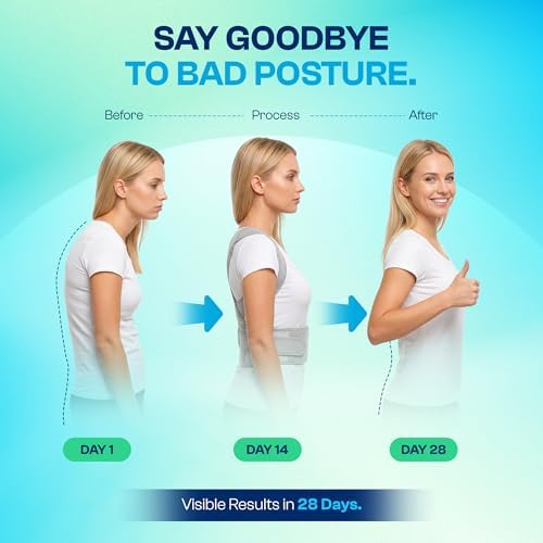 Adjustable Posture Corrector Back Brace for Men & Women – Upper Back & Shoulder Support Breathable Design with Removable Under-Arm Sweat Pads, Discreet Fit.