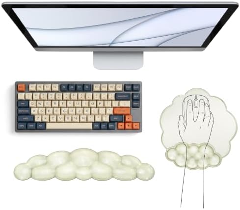 Gel Cloud Wrist Rest, Keyboard & Mouse Pad Set for Office, Non-Slip Support