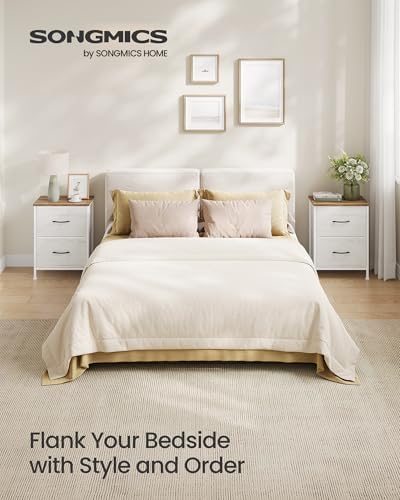 SONGMICS Nightstand with 2 Fabric Drawers, Bedside Table, Side End Table