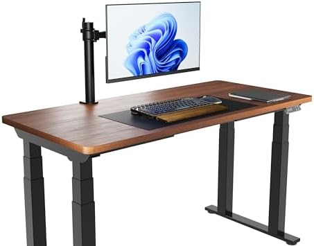 Amazon Basics Single Computer Monitor Stand with Cable Management, Height Adjustable VESA Desk Arm Mount, Fully Adjustable Tilt and Rotation, Steel, Black, Fits 13-30" Screens