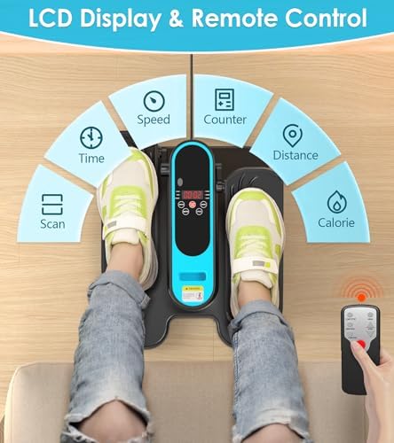 2025 New Under Desk Elliptical Machine,Portable Seated Pedal Exercise Machine for Seniors,Mini Leg Exerciser with 5 Adjustable Speeds&Remote Control,Quiet&Compact for Home Office (Orange)
