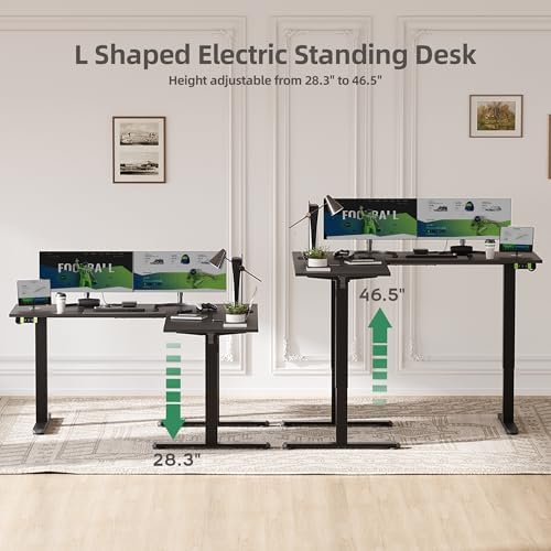 Claiks 59''*51.2'' L Shaped Standing Desk Adjustable Height, Black