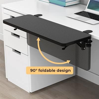 Computer Desk Extender 29.5" x 9.45" Table Arm Elbow Support Collapsible Keyboard Tray for Square Tabletop - Carbon Fiber