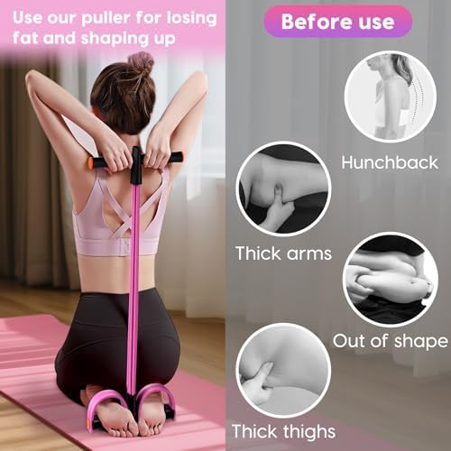 Pedal Resistance Band with Handles, 6-Tubes Natural Rubber Exercise Band