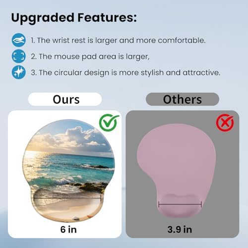 Mouse pad with Wrist Rest,Relieving Pain Memory Foam Computer pad, Ergonomic Desktop Mouse, Silicone Material Mouse pad, with Non-Slip PU Base (The sea)