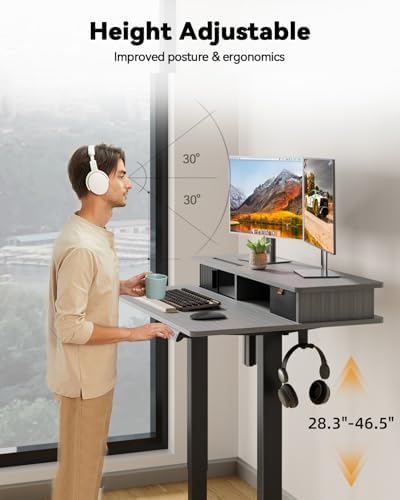 JOY worker 35" Electric Standing Desk Height Adjustable with Storage Shelf